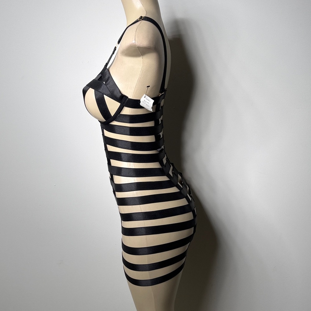 AKIRA Black Strappy Cage Bodycon Dress - Picture 5 of 9